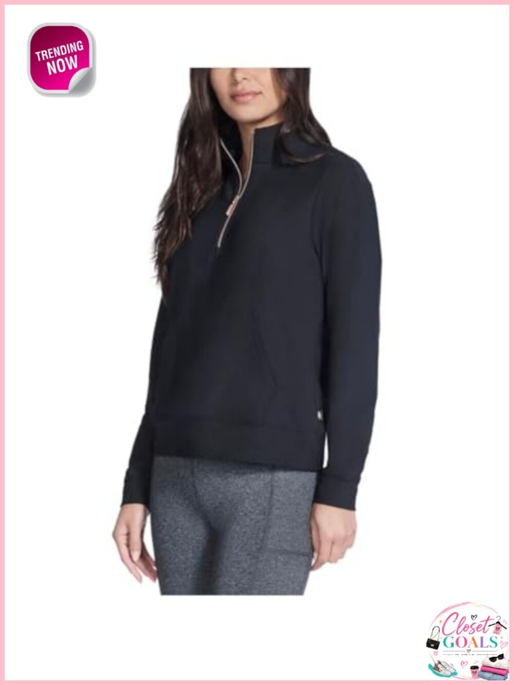 Skechers Ribbed Quarter Zip Pullover Kangaroo Pocket Wicking
